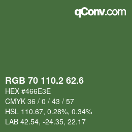 カラーコード: RGB 70 110.2 62.6 | qconv.com