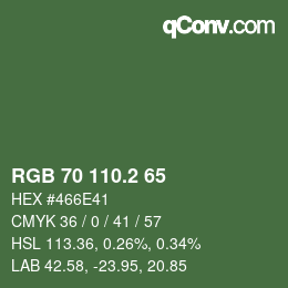 カラーコード: RGB 70 110.2 65 | qconv.com