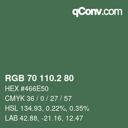 カラーコード: RGB 70 110.2 80 | qconv.com