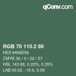 カラーコード: RGB 70 110.2 86 | qconv.com