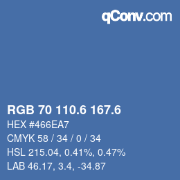 カラーコード: RGB 70 110.6 167.6 | qconv.com