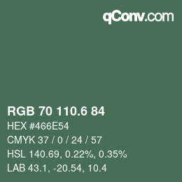 カラーコード: RGB 70 110.6 84 | qconv.com