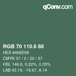 カラーコード: RGB 70 110.6 88 | qconv.com