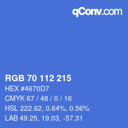 カラーコード: RGB 70 112 215 | qconv.com