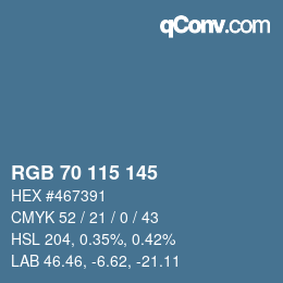 Color code: RGB 70 115 145 | qconv.com