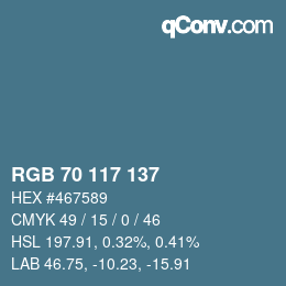 Color code: RGB 70 117 137 | qconv.com
