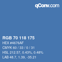 Farbcode: RGB 70 118 175 | qconv.com