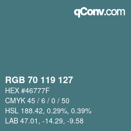 Color code: RGB 70 119 127 | qconv.com