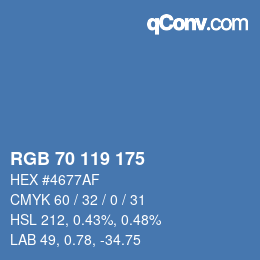 颜色代码: RGB 70 119 175 | qconv.com