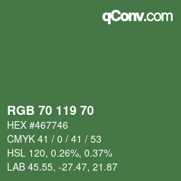 Código de color: RGB 70 119 70 | qconv.com