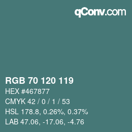 Color code: RGB 70 120 119 | qconv.com
