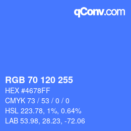 Color code: RGB 70 120 255 | qconv.com