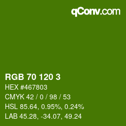 颜色代码: RGB 70 120 3 | qconv.com