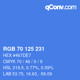Farbcode: RGB 70 125 231 | qconv.com