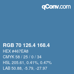 カラーコード: RGB 70 126.4 168.4 | qconv.com
