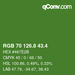 カラーコード: RGB 70 126.8 43.4 | qconv.com