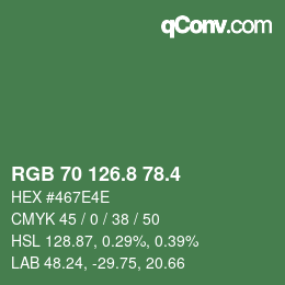 カラーコード: RGB 70 126.8 78.4 | qconv.com