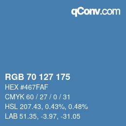 颜色代码: RGB 70 127 175 | qconv.com