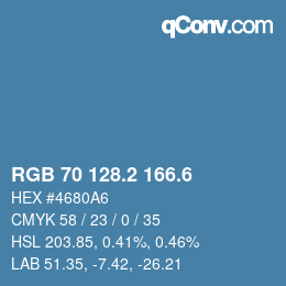 カラーコード: RGB 70 128.2 166.6 | qconv.com