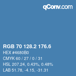 カラーコード: RGB 70 128.2 176.6 | qconv.com