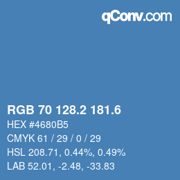 カラーコード: RGB 70 128.2 181.6 | qconv.com