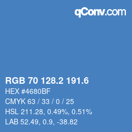 カラーコード: RGB 70 128.2 191.6 | qconv.com