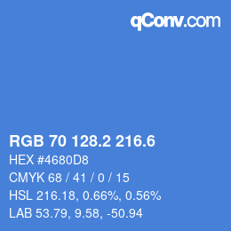 カラーコード: RGB 70 128.2 216.6 | qconv.com