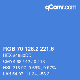 カラーコード: RGB 70 128.2 221.6 | qconv.com