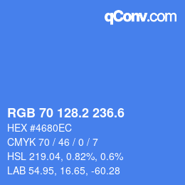 カラーコード: RGB 70 128.2 236.6 | qconv.com