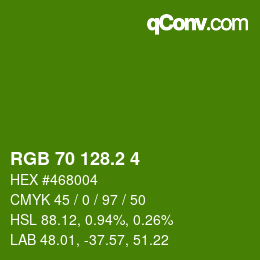 カラーコード: RGB 70 128.2 4 | qconv.com