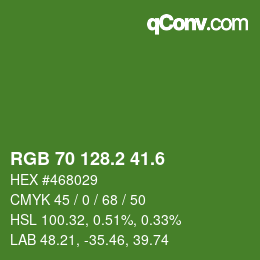 カラーコード: RGB 70 128.2 41.6 | qconv.com