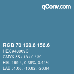 カラーコード: RGB 70 128.6 156.6 | qconv.com