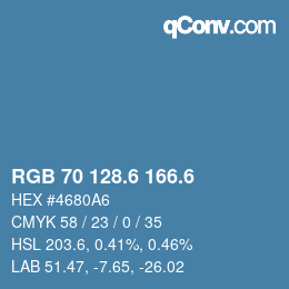 カラーコード: RGB 70 128.6 166.6 | qconv.com