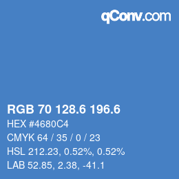 カラーコード: RGB 70 128.6 196.6 | qconv.com