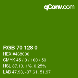 颜色代码: RGB 70 128 0 | qconv.com