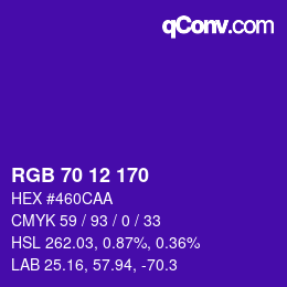 カラーコード: RGB 70 12 170 | qconv.com