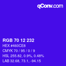 Color code: RGB 70 12 232 | qconv.com