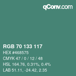 Farbcode: RGB 70 133 117 | qconv.com