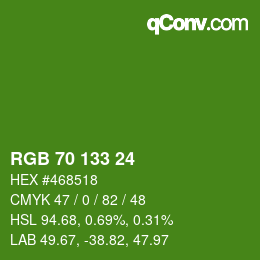 カラーコード: RGB 70 133 24 | qconv.com