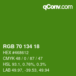 カラーコード: RGB 70 134 18 | qconv.com