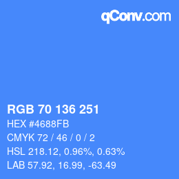カラーコード: RGB 70 136 251 | qconv.com