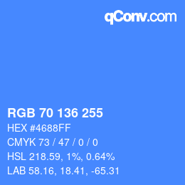 Color code: RGB 70 136 255 | qconv.com