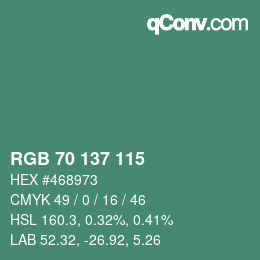 Color code: RGB 70 137 115 | qconv.com