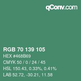 Color code: RGB 70 139 105 | qconv.com