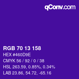 カラーコード: RGB 70 13 158 | qconv.com