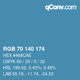 カラーコード: RGB 70 140 174 | qconv.com
