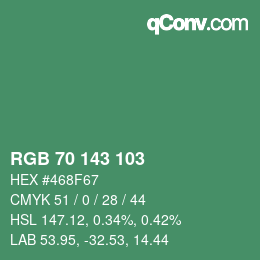 カラーコード: RGB 70 143 103 | qconv.com