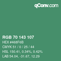 Color code: RGB 70 143 107 | qconv.com