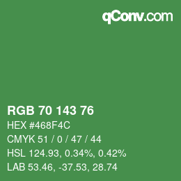 Color code: RGB 70 143 76 | qconv.com