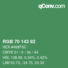 カラーコード: RGB 70 143 92 | qconv.com